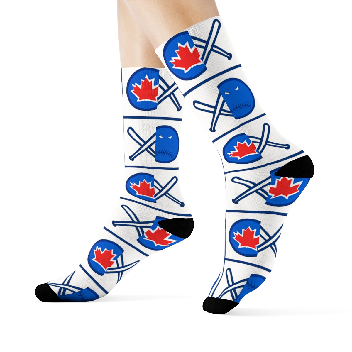 Maple Bat Grid With Blue Jays unique graphic crew socks