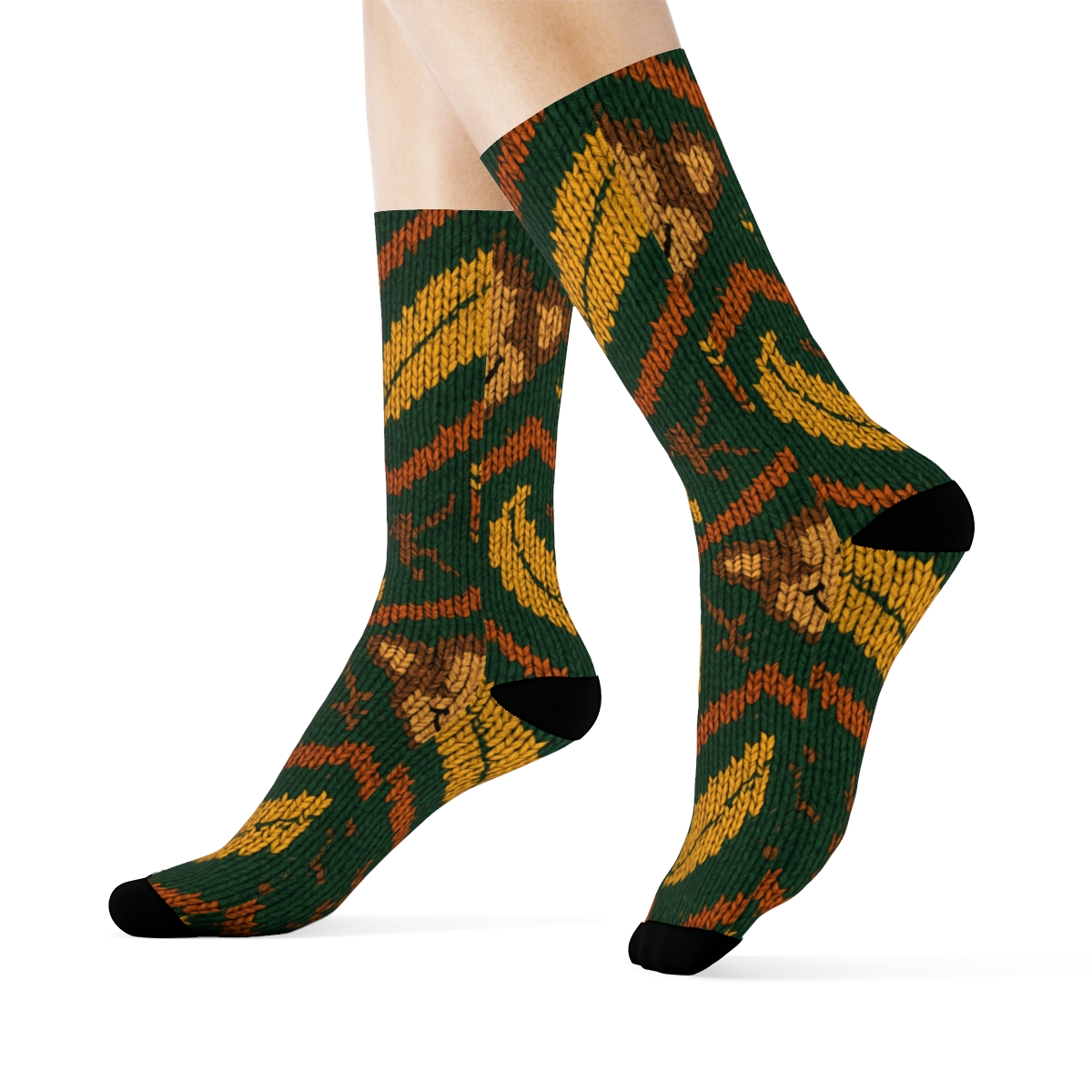 Monkey Knit Illusion Chevron Party trendy patterned crew socks