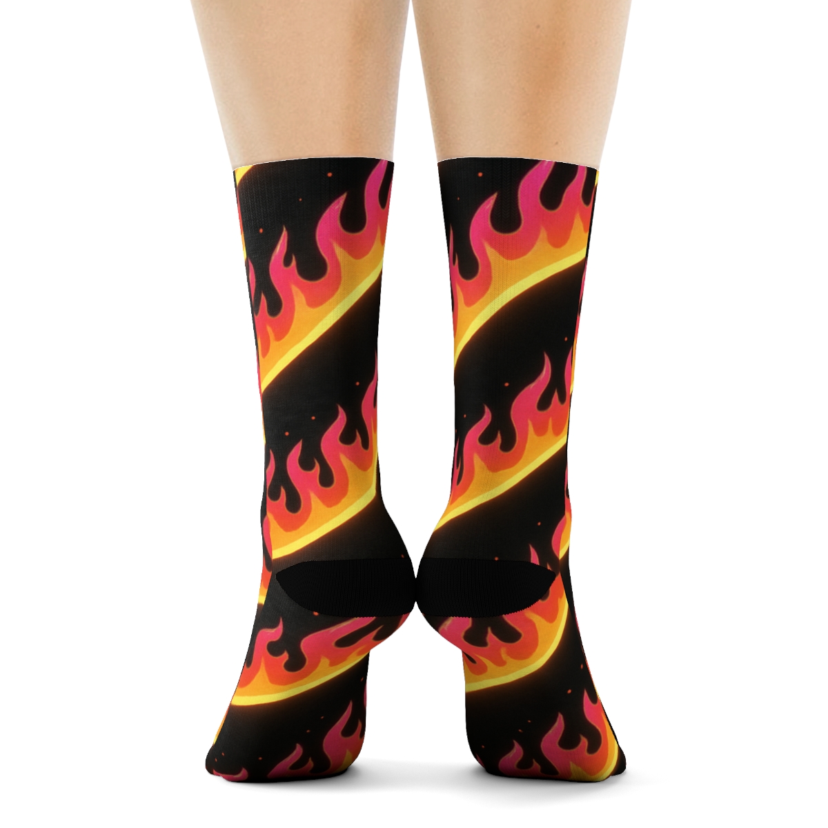 Neon Ember Flame Waves On Midnight Field comfortable cotton crew socks