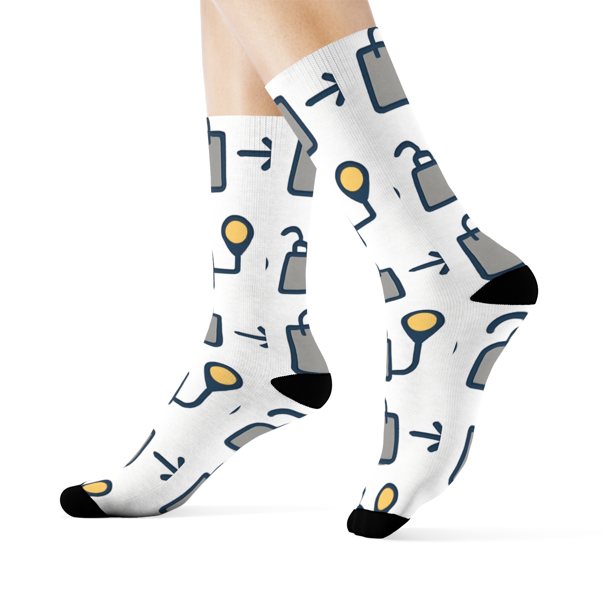 Route Ribbon City Grid Courier Pattern designer printed crew socks