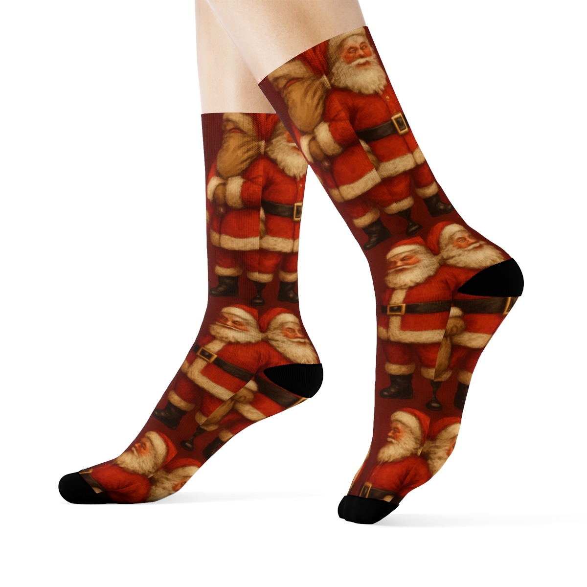 Santa Vintage Tessellation Pattern stylish athletic crew socks