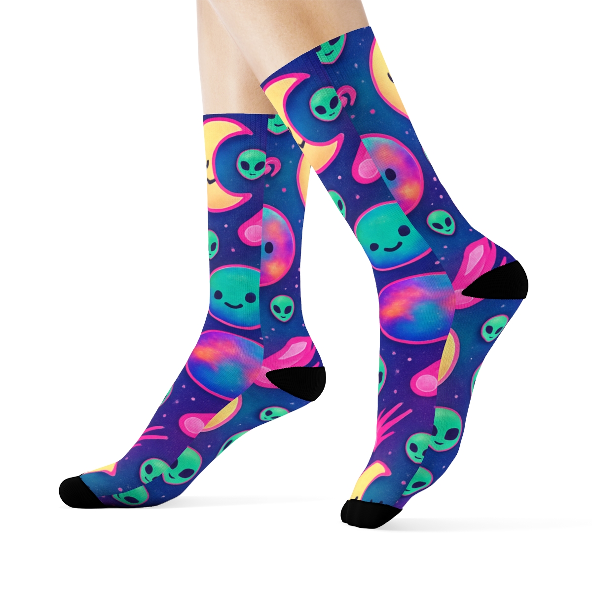 Playful Planetary Tessellation comfortable cotton crew socks