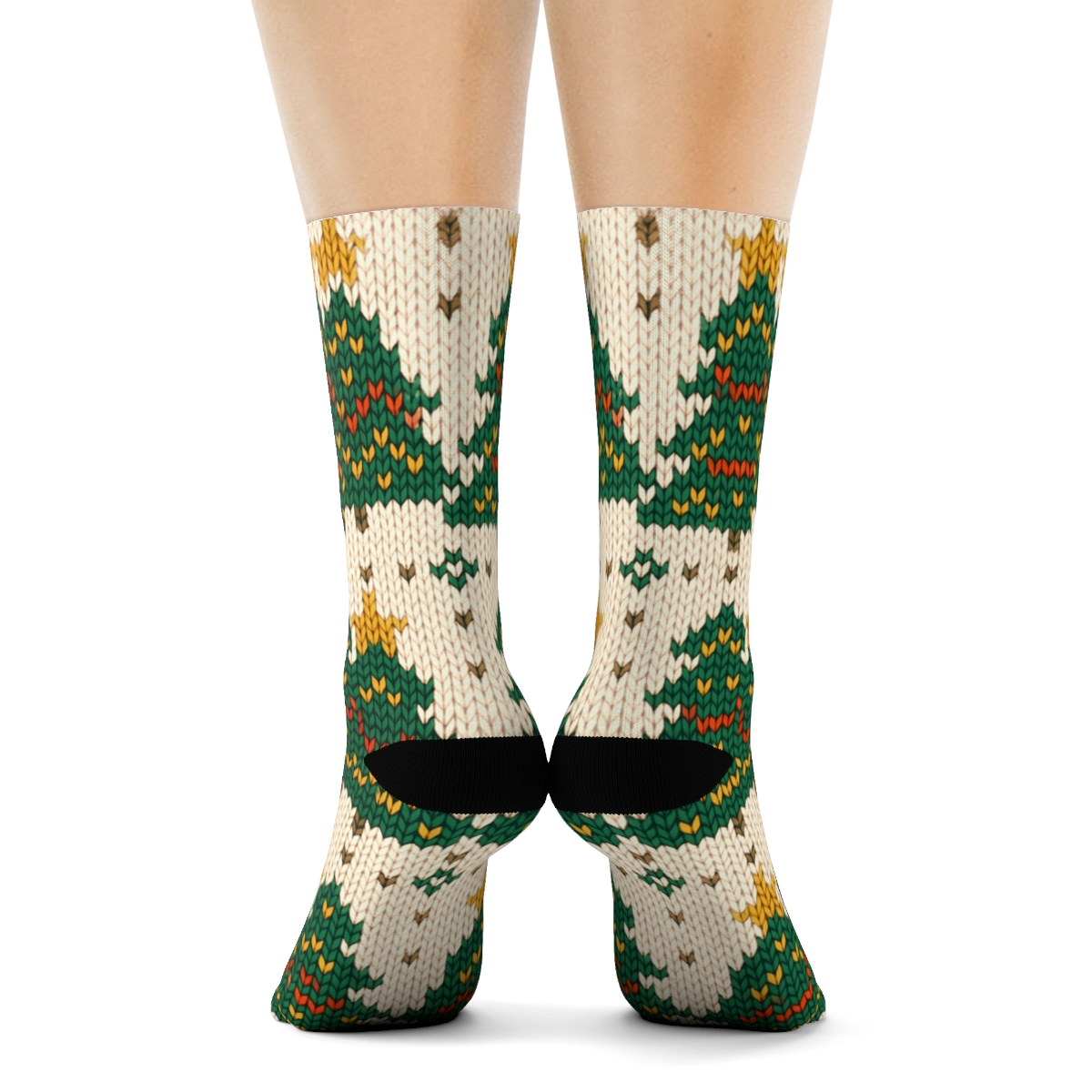 Knitted Illusion Christmas Tree Fair Isle Repeat premium sports crew socks