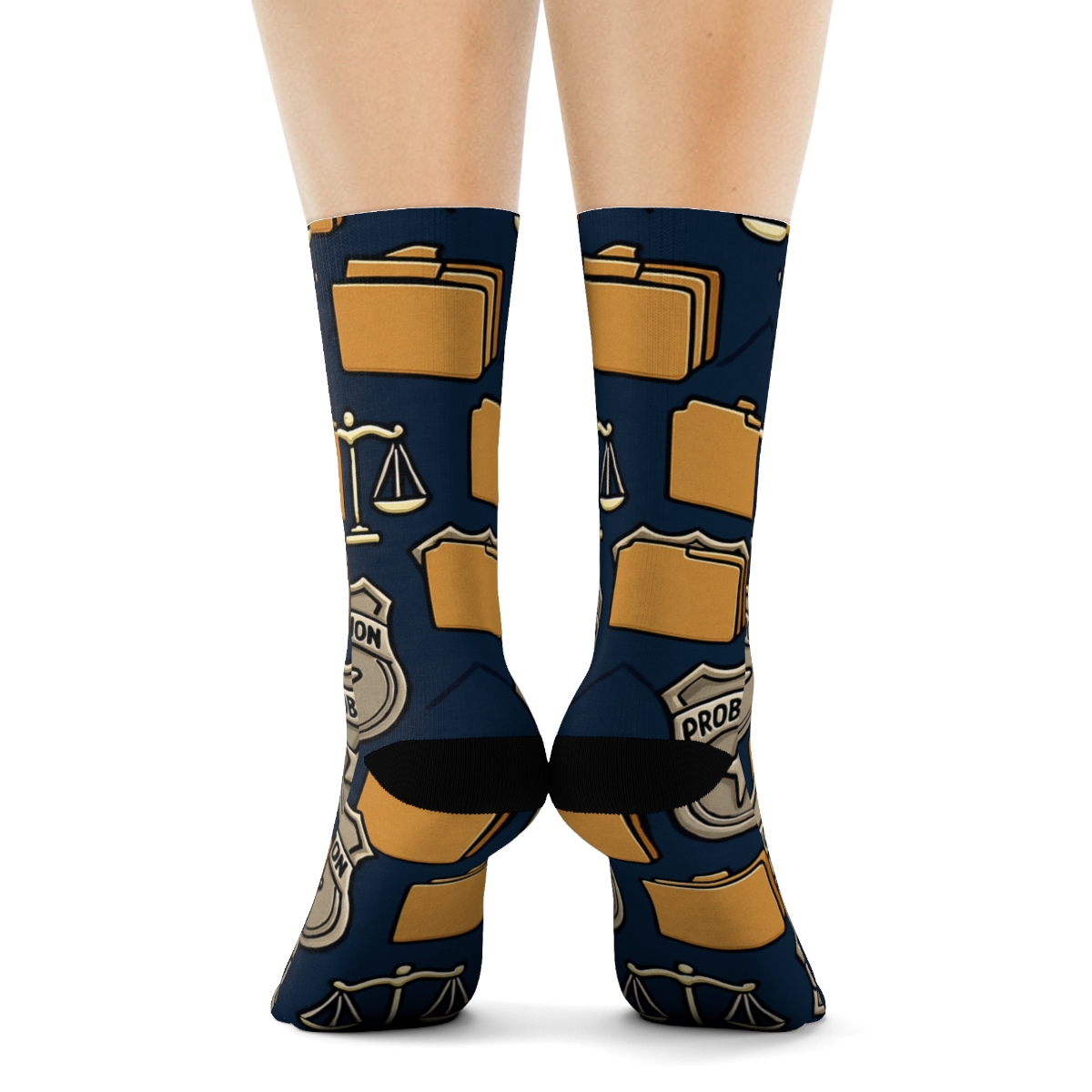 Probation Officer Badge Rhythm On Deep Blue comfortable cotton crew socks