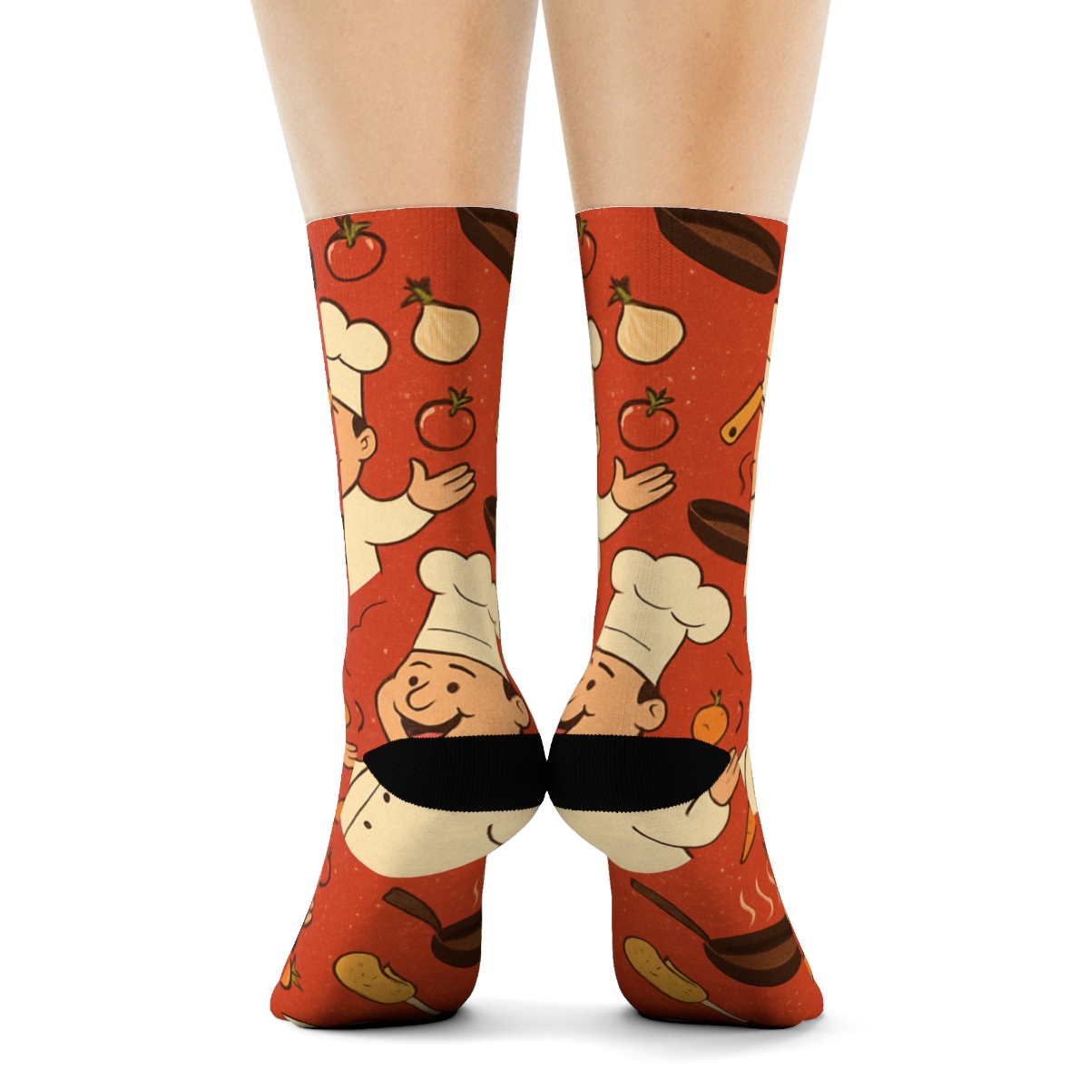 Chef Juggling Veggie Tile Parade stylish athletic crew socks