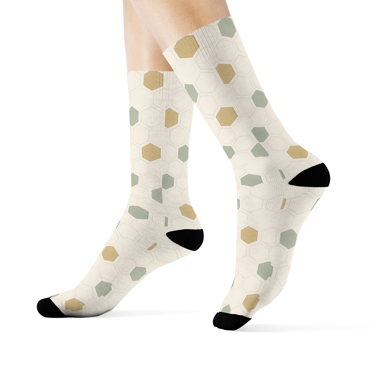 Micro Hex Scatter designer printed crew socks