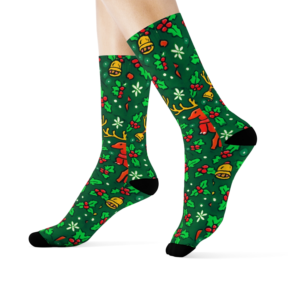 Festive Reindeer Chevron Repeat premium sports crew socks