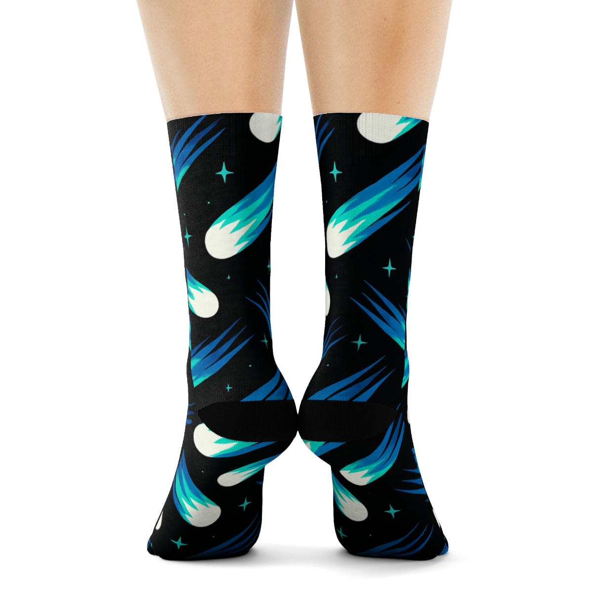 Ion Trail Comet Chevron On Midnight Field comfortable cotton crew socks