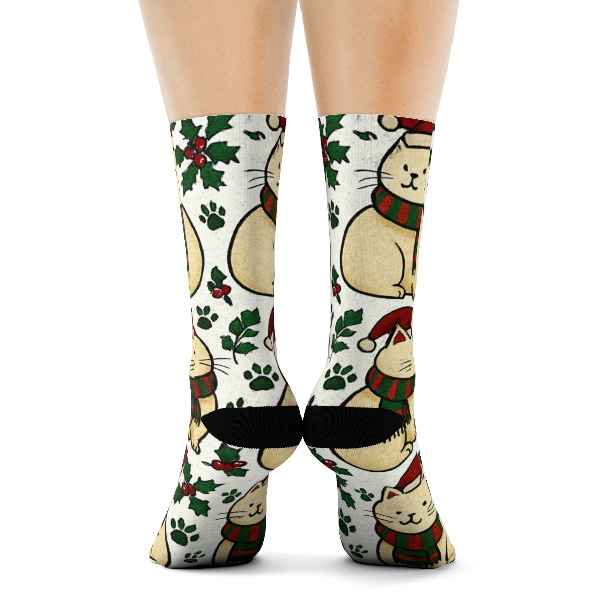 Crimson Carol Cats Grid soft everyday crew socks