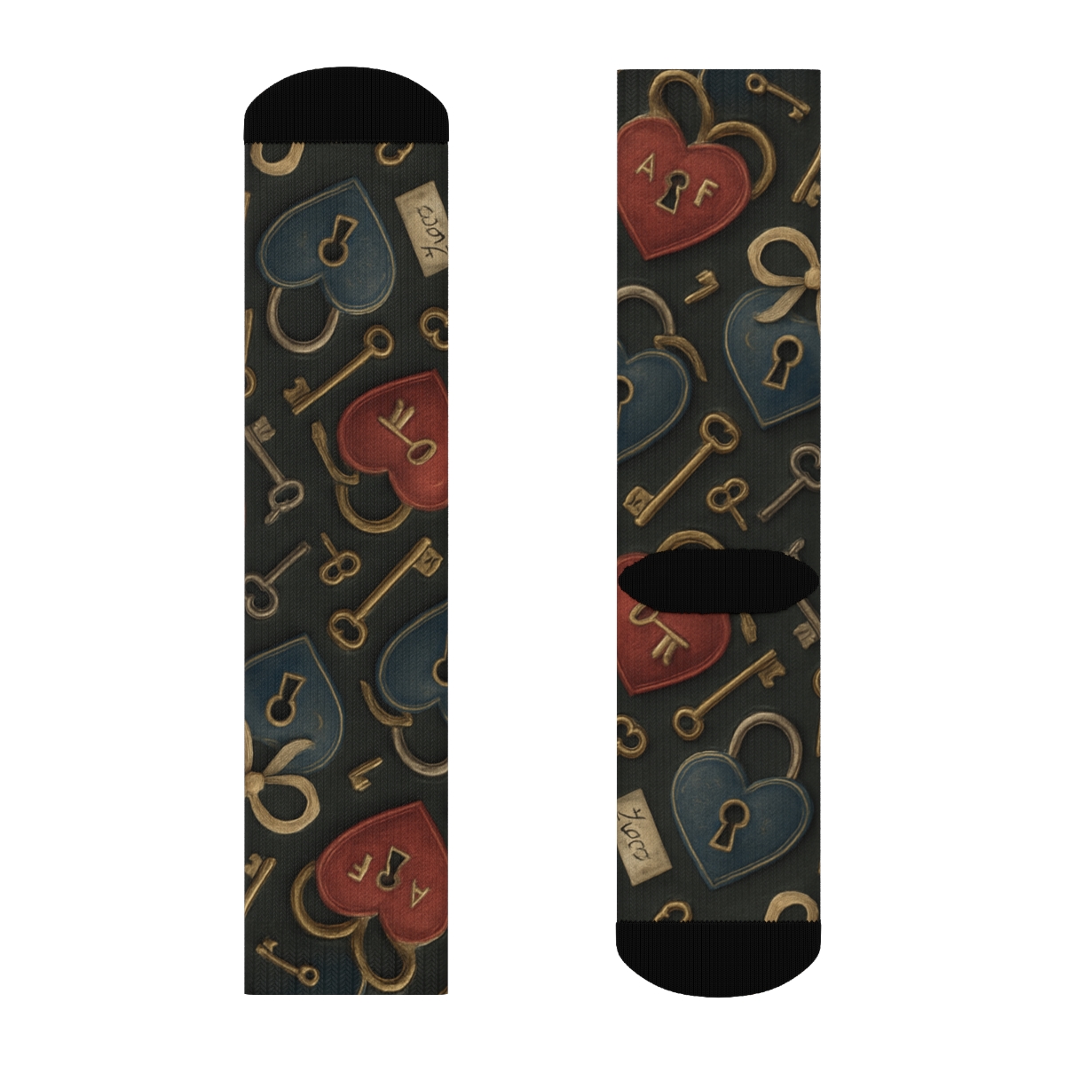 Romantic Bridge Collage Featuring Lock And Key soft everyday crew socks