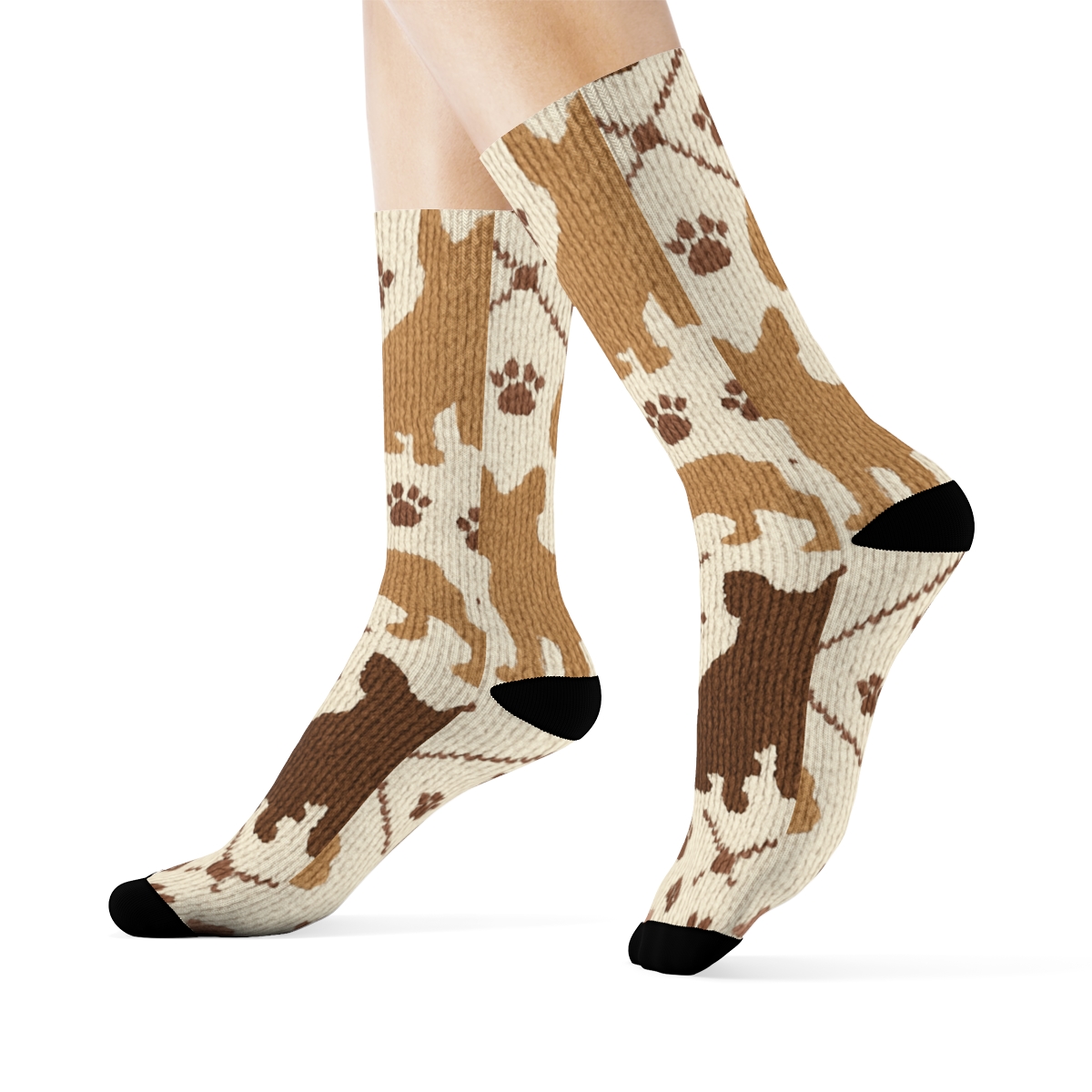 Knitted Brindle Bulldog Cable Tessellation stylish athletic crew socks