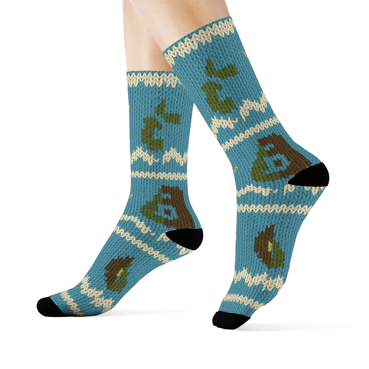 Knitted Illusion Environmental Inspector Tool Chevron designer printed crew socks