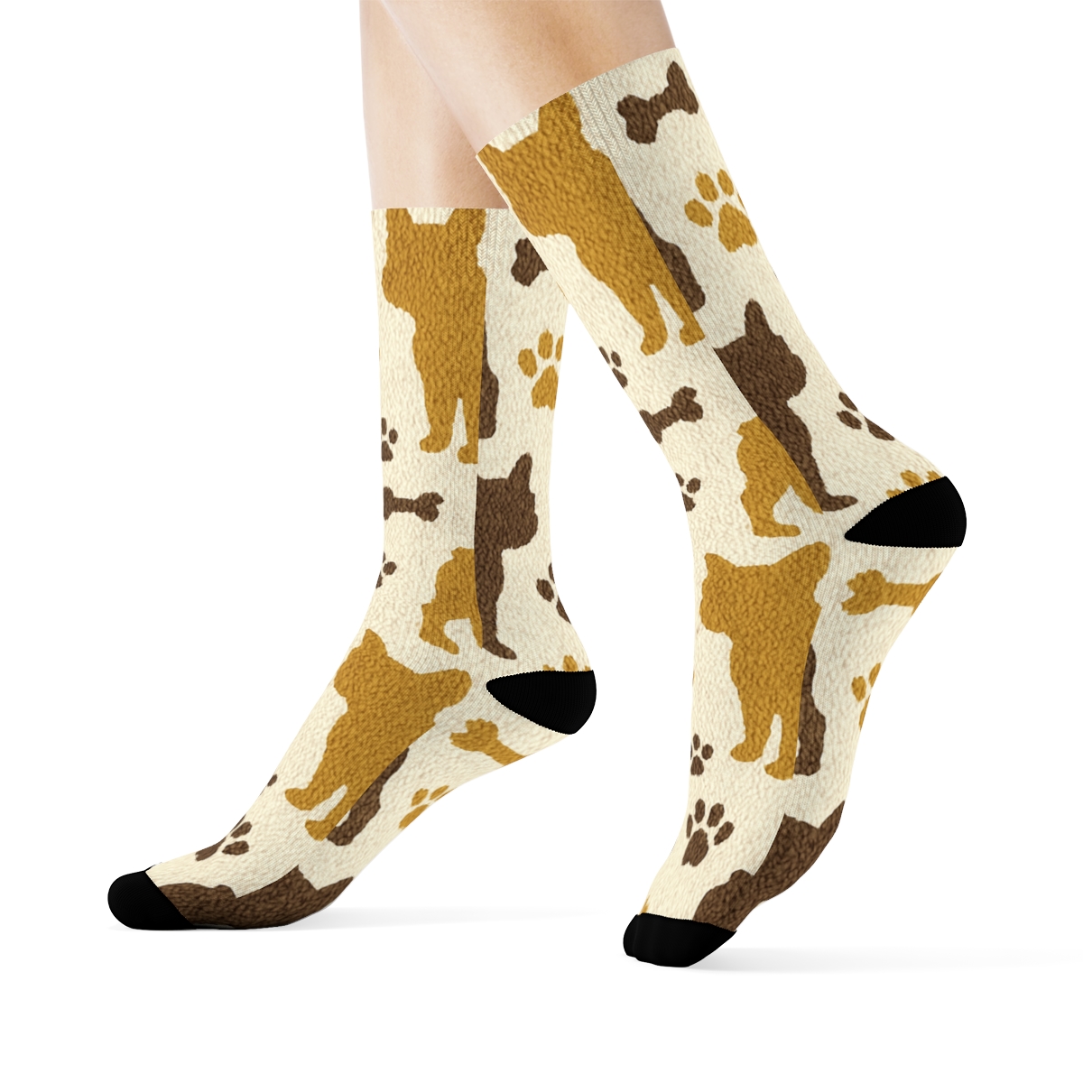 Brindle Bulldog Quilt Tile Orbit Pattern unique graphic crew socks