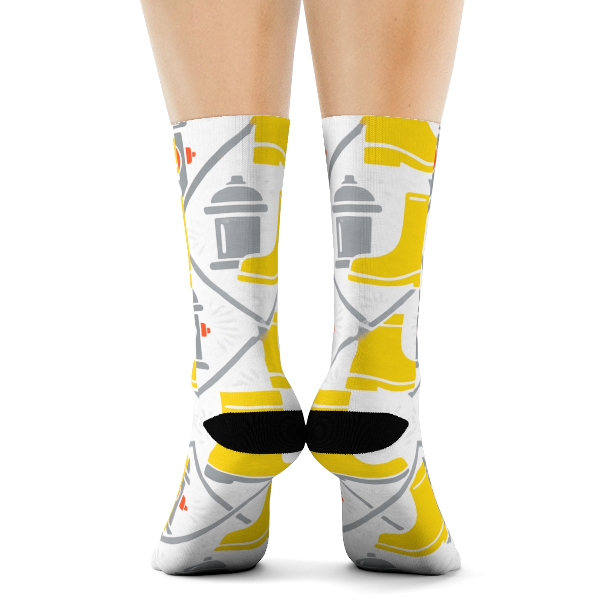 Turnout Boots And Hydrants In Fire Fighter Tessellation comfortable cotton crew socks