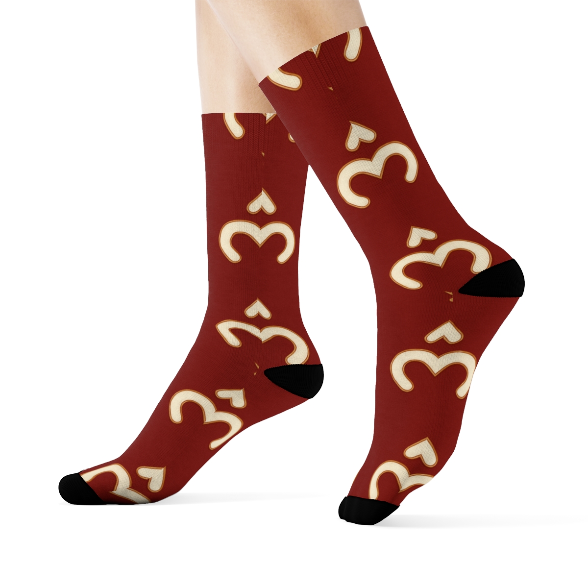 Candy Canes Lattice On Deep Holiday Red trendy patterned crew socks