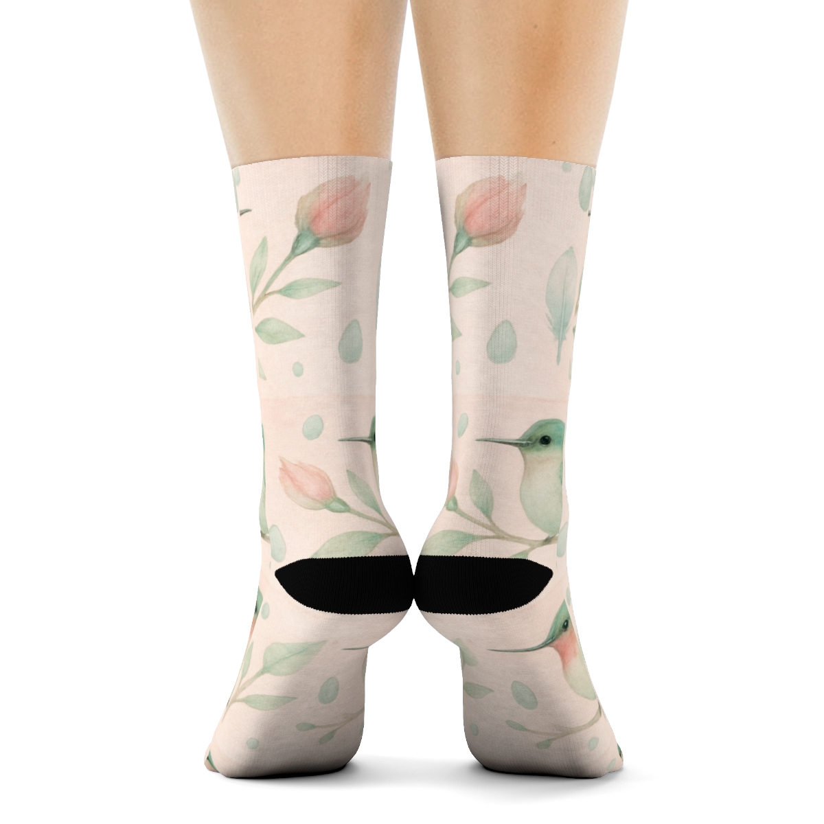 Hummingbird Banding On Pastel Field unique graphic crew socks