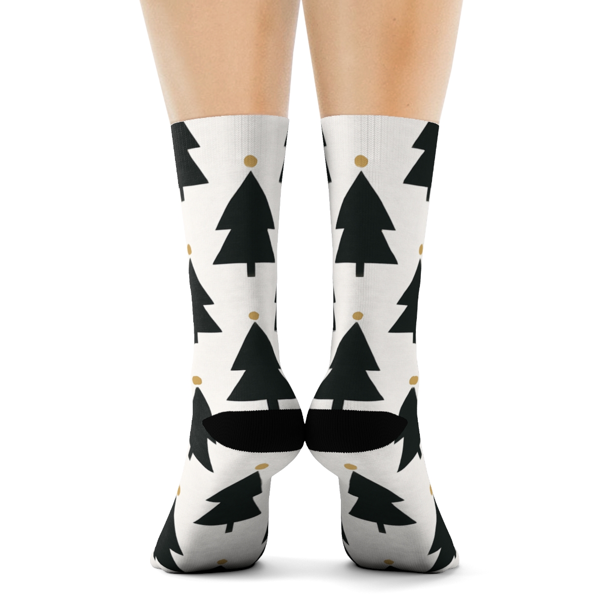 Minimalist Xmas Tree Silhouette Grid personalized crew socks