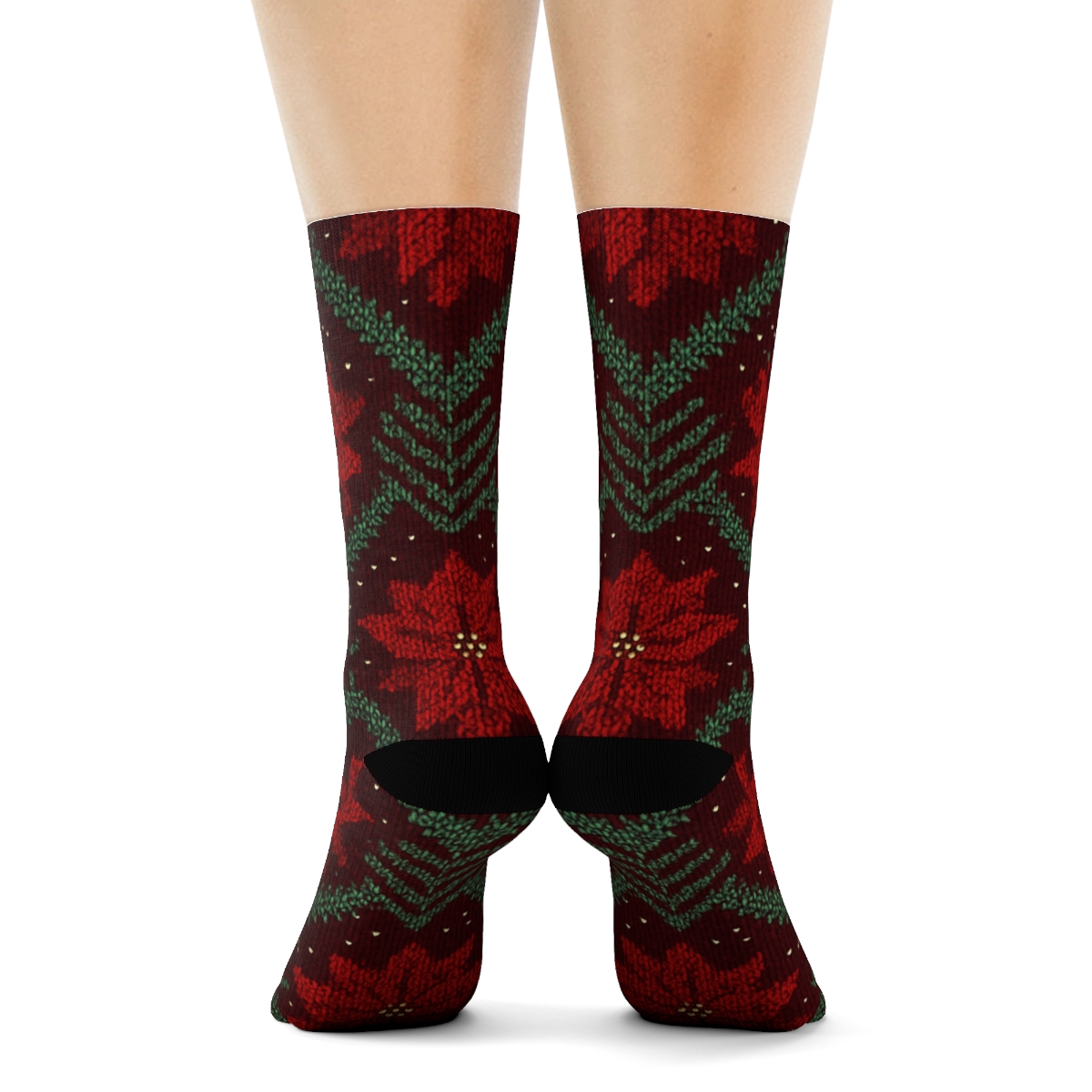 Star Bract Chevron Knit On Deep Burgundy designer printed crew socks