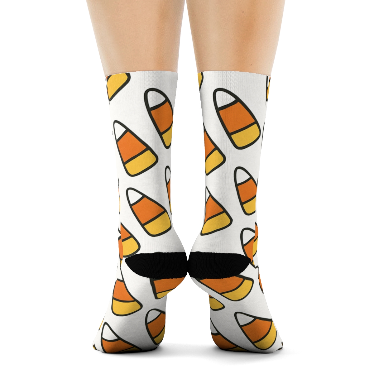 Orange Candy Corn Ladder Stripes On White Background premium sports crew socks