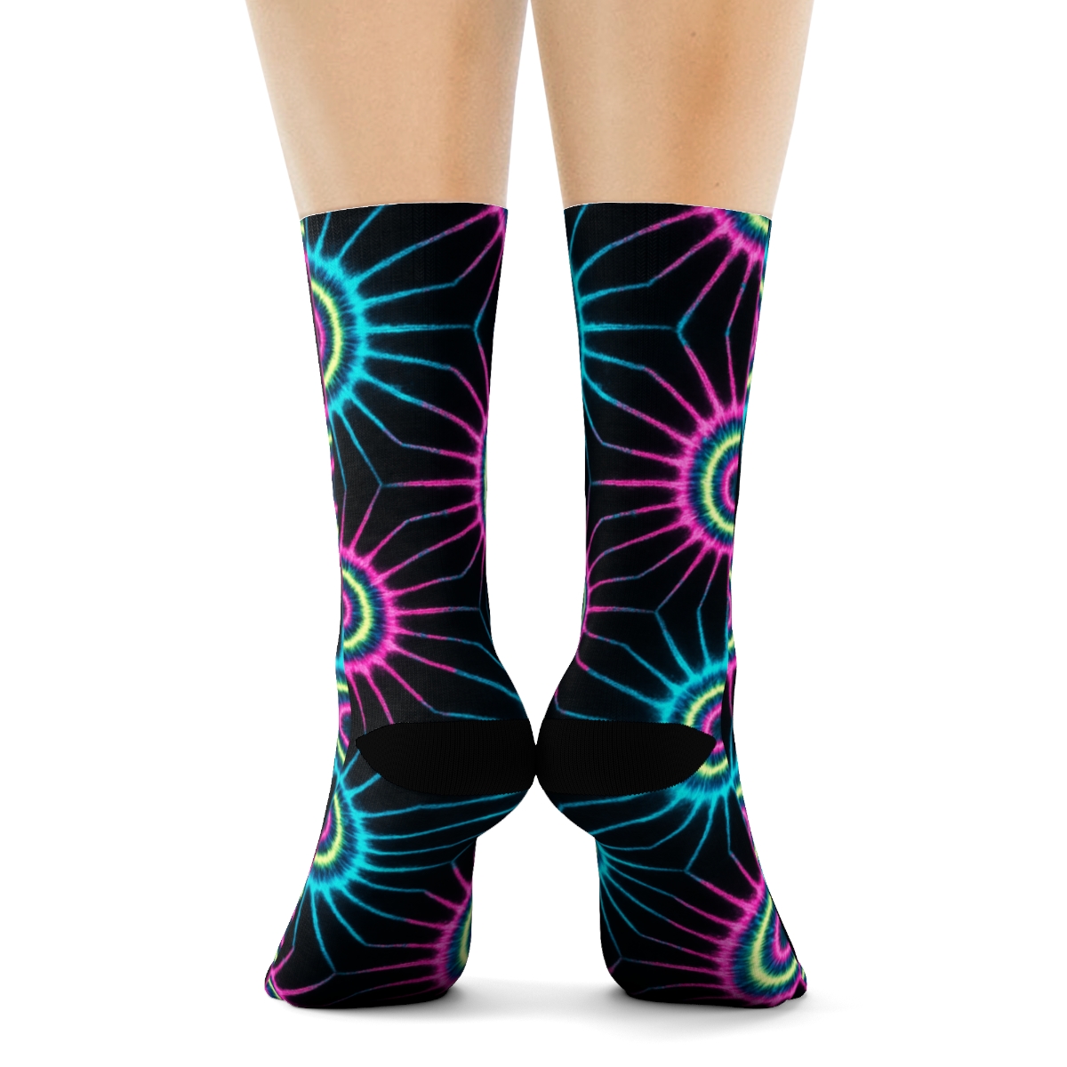 Neon Starburst Bullseye Tessellation personalized crew socks