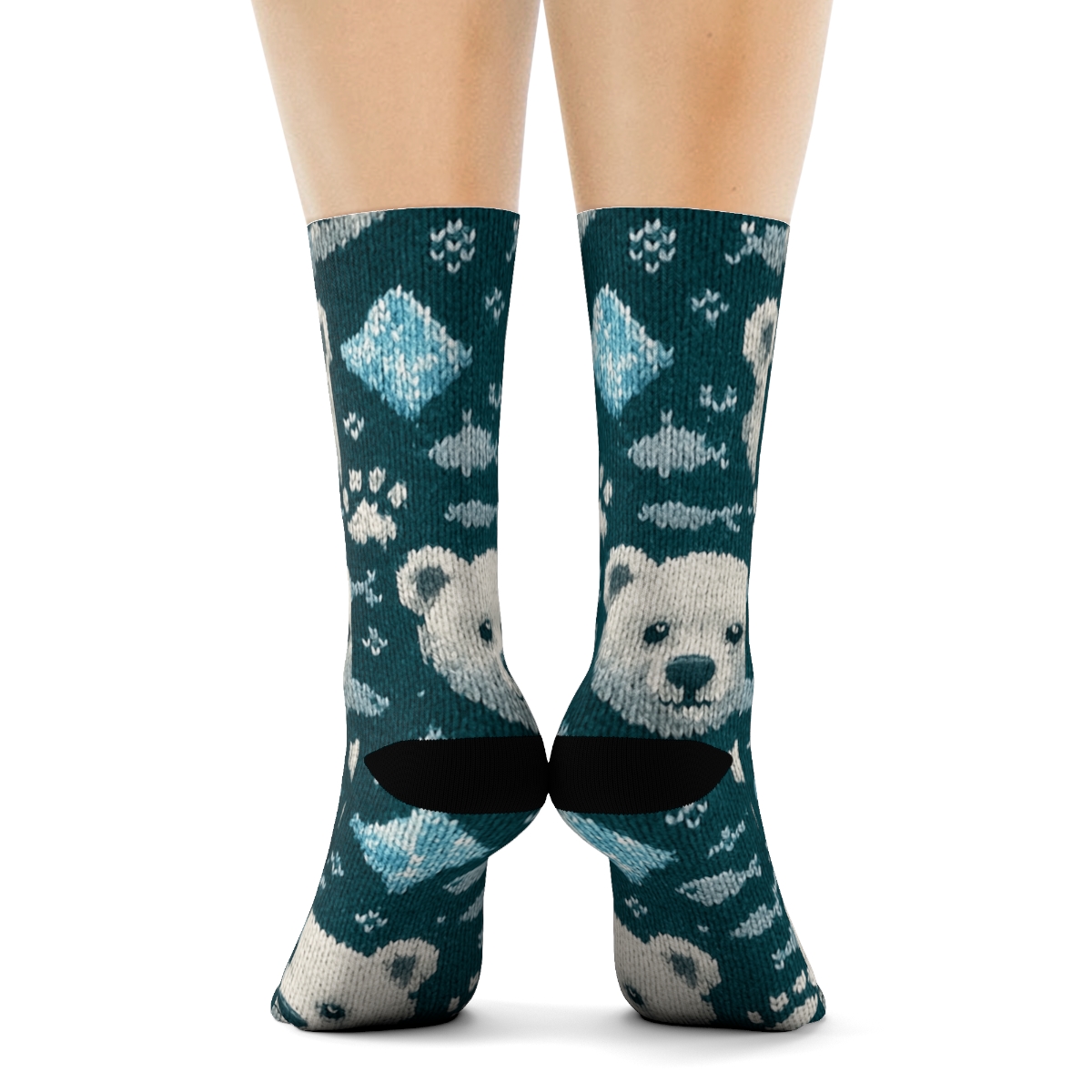 Knitted Aurora Polar Bear Tilework comfortable cotton crew socks