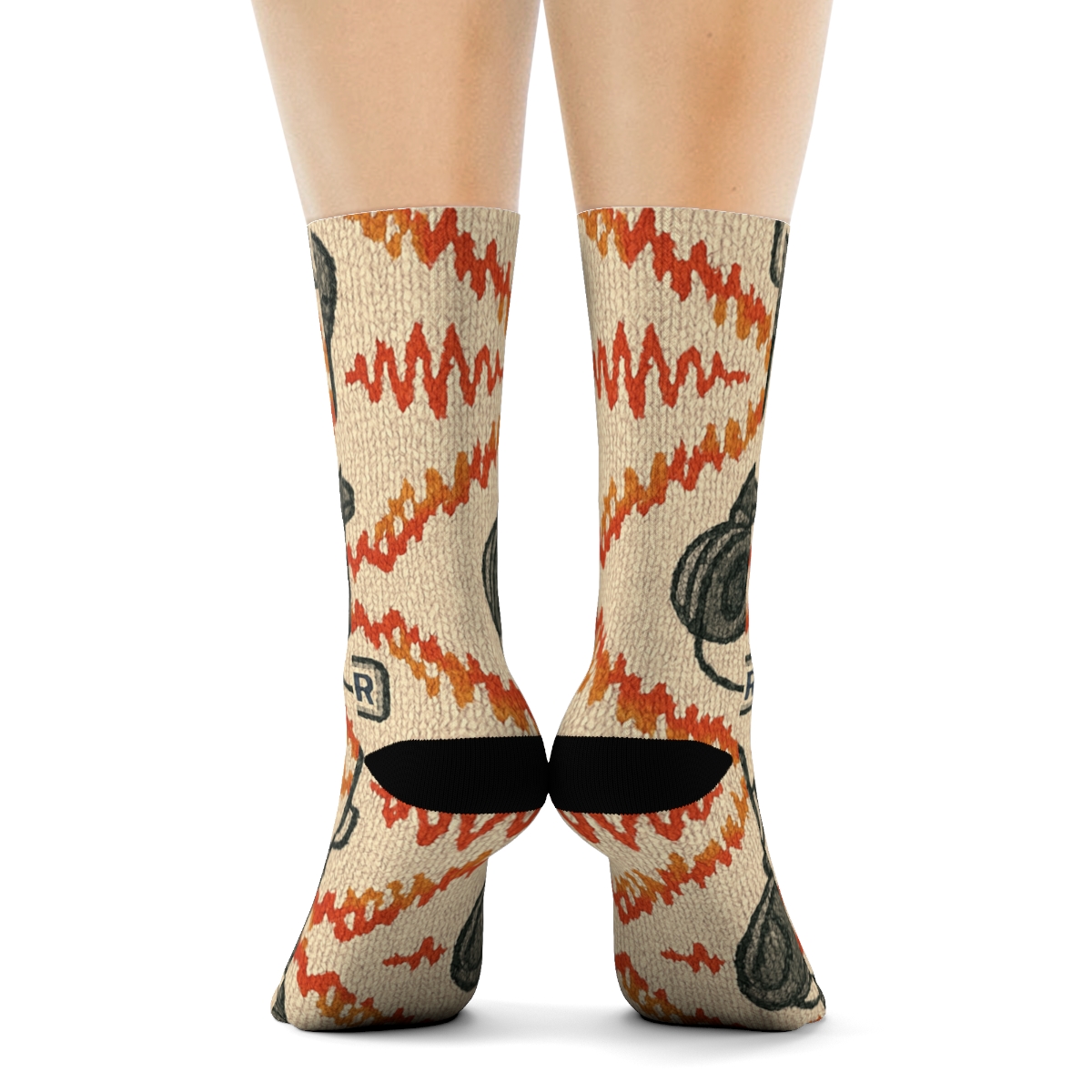 Radio Host Broadcast Knitted Wave Pattern unique graphic crew socks