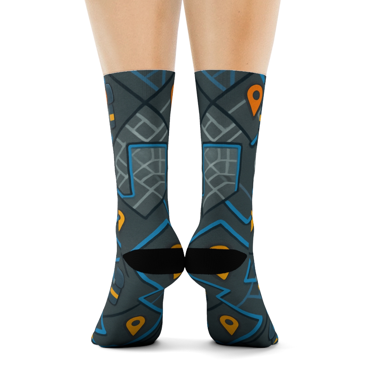 City Map Lattice Courier Collage comfortable cotton crew socks