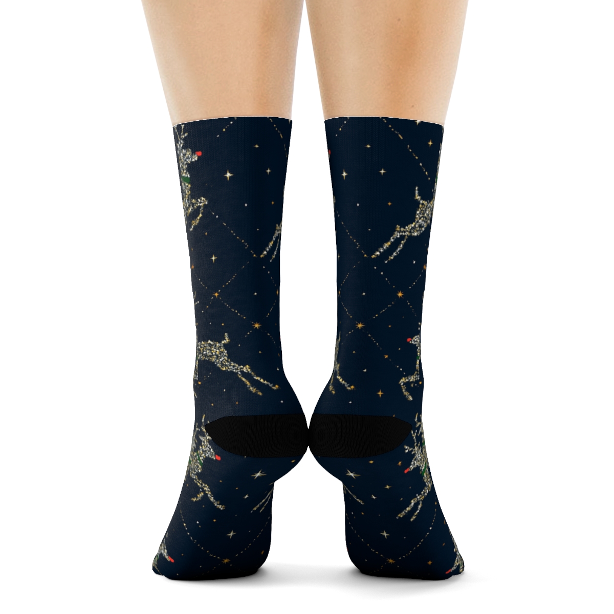 Christmas Starry Reindeer Lattice comfortable cotton crew socks