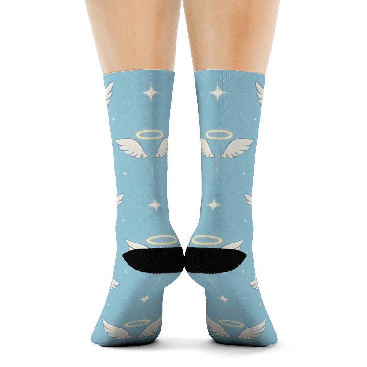 Angel Halo Lattice In Gold Sky premium sports crew socks