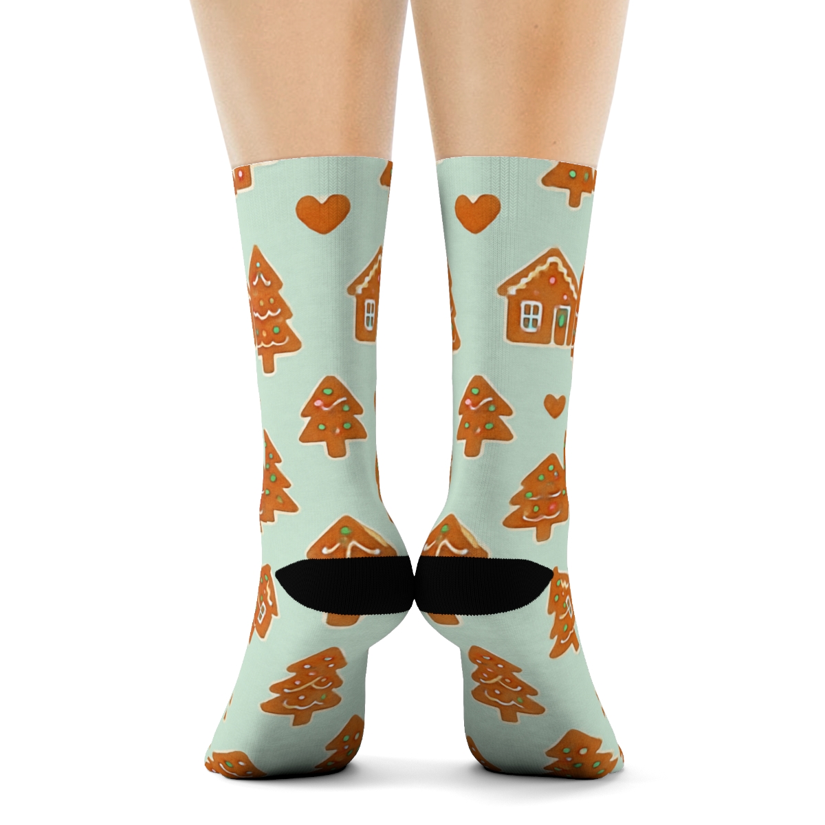 Xmas Gingerbread Village Dots soft everyday crew socks