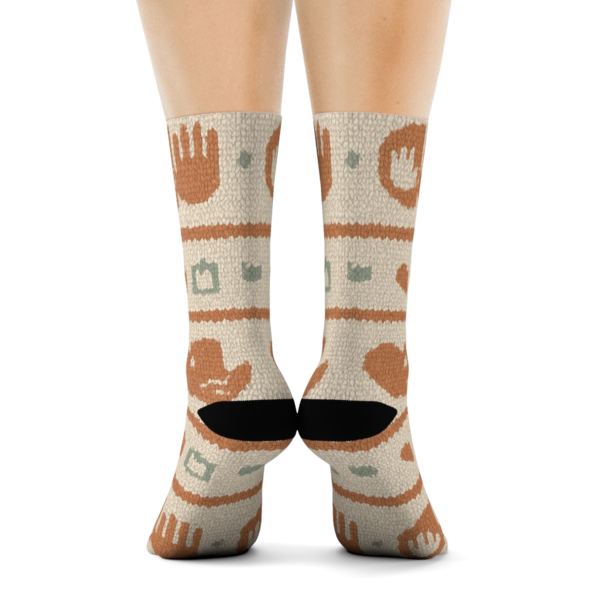 Social Worker Knit Illusion Care Icons Stripework trendy patterned crew socks