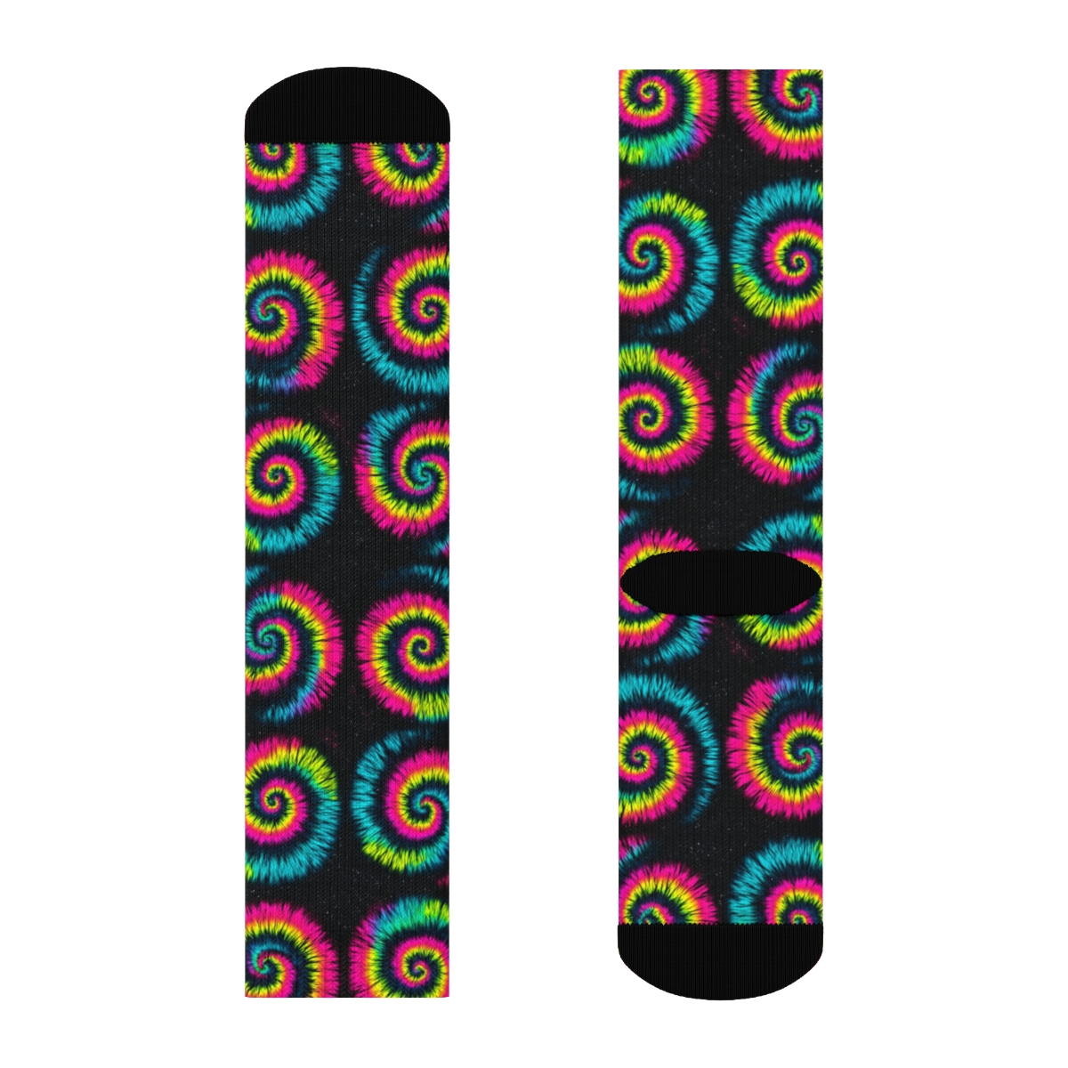 High Contrast Neon Spiral Tile Grid On Black Background stylish athletic crew socks
