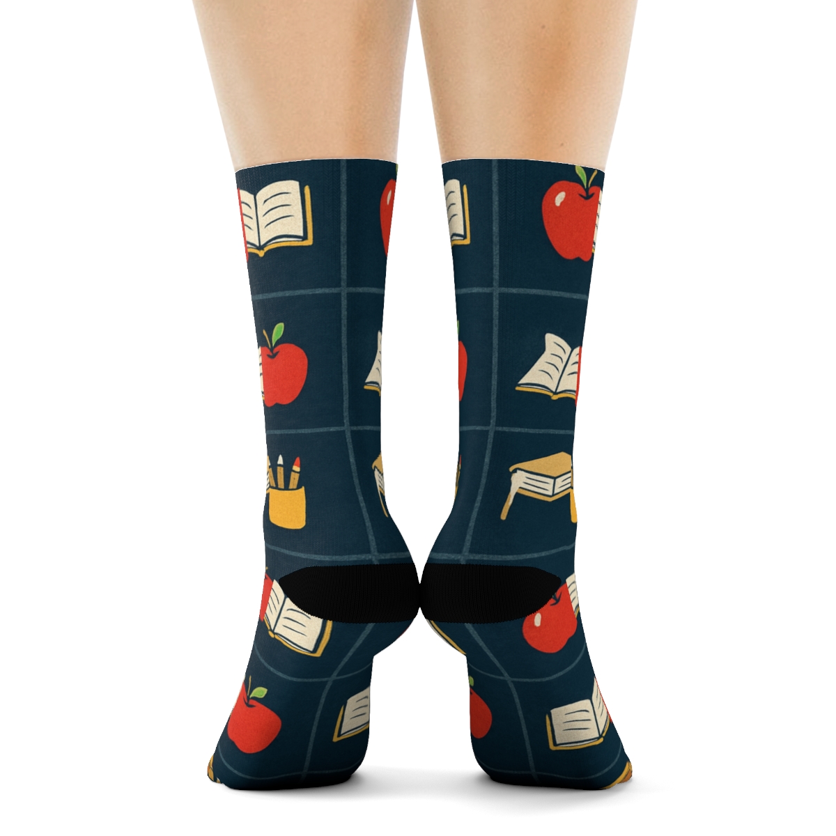 Classroom Constellation Grid With Teacher Motifs trendy patterned crew socks