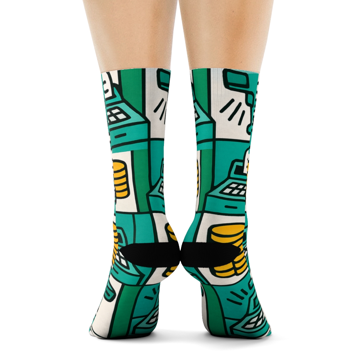 Retail Ribbon Grid With Cashier Icons premium sports crew socks