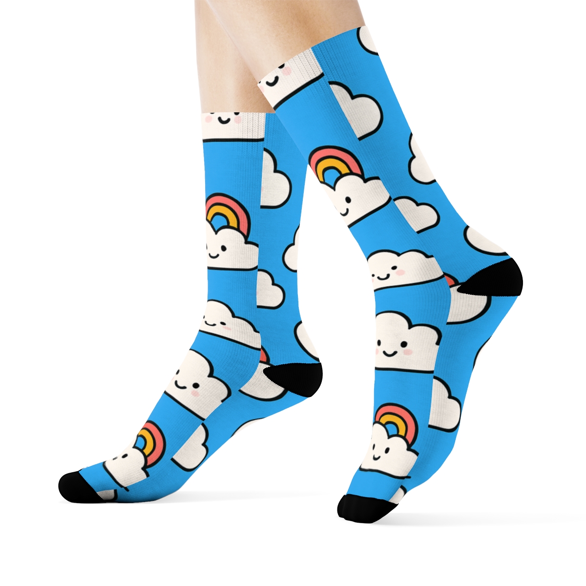 Playful Cumulus Character Spotlight On Sky Blue custom crew socks