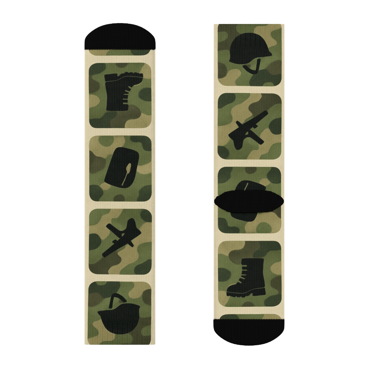 Camouflage Grid With Soldier Icons stylish athletic crew socks