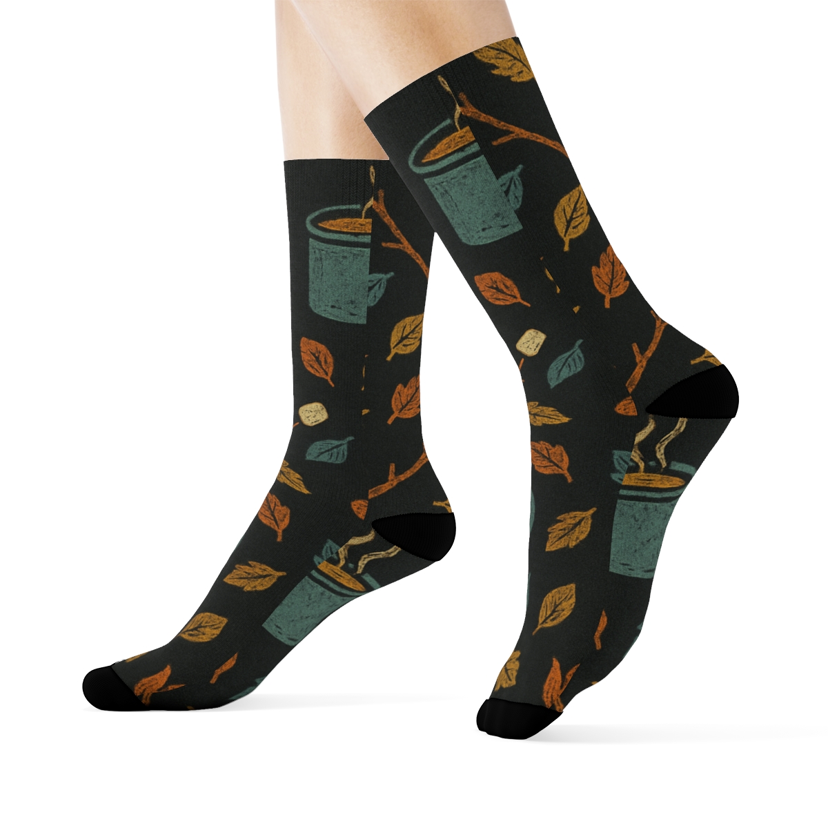 Campfire Nights Scatter On Charcoal custom crew socks