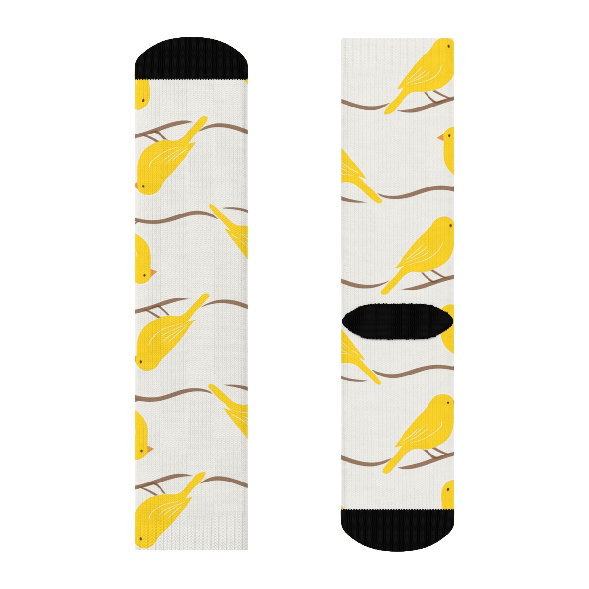 Canary Perch Wave Border Repeat On Light Gray Background soft everyday crew socks