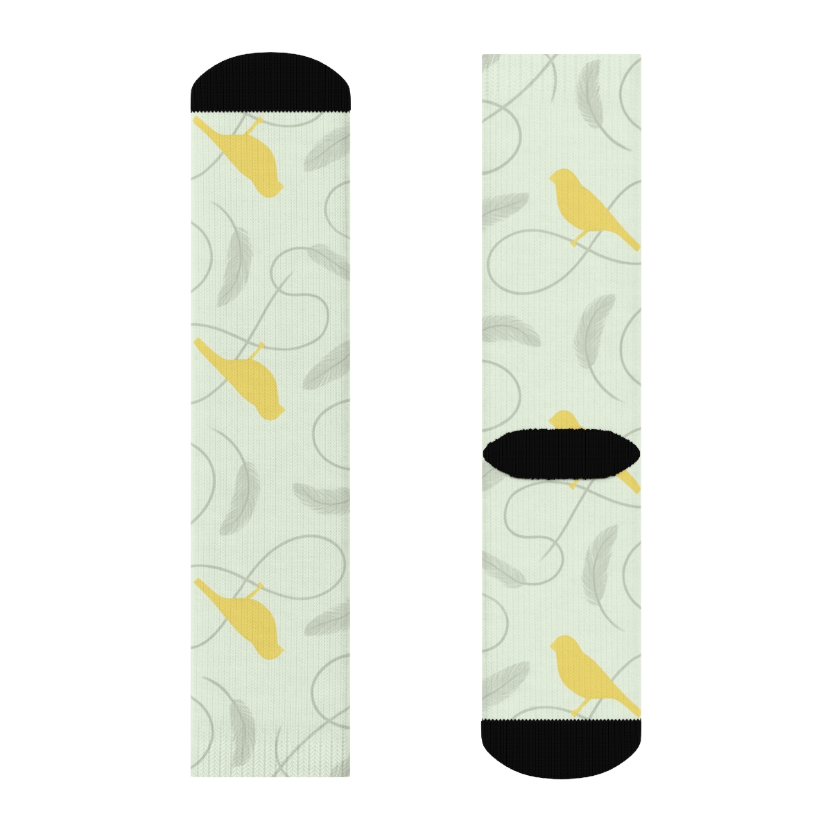 Canary Song Loop Scatter On Pale Mint Background custom crew socks