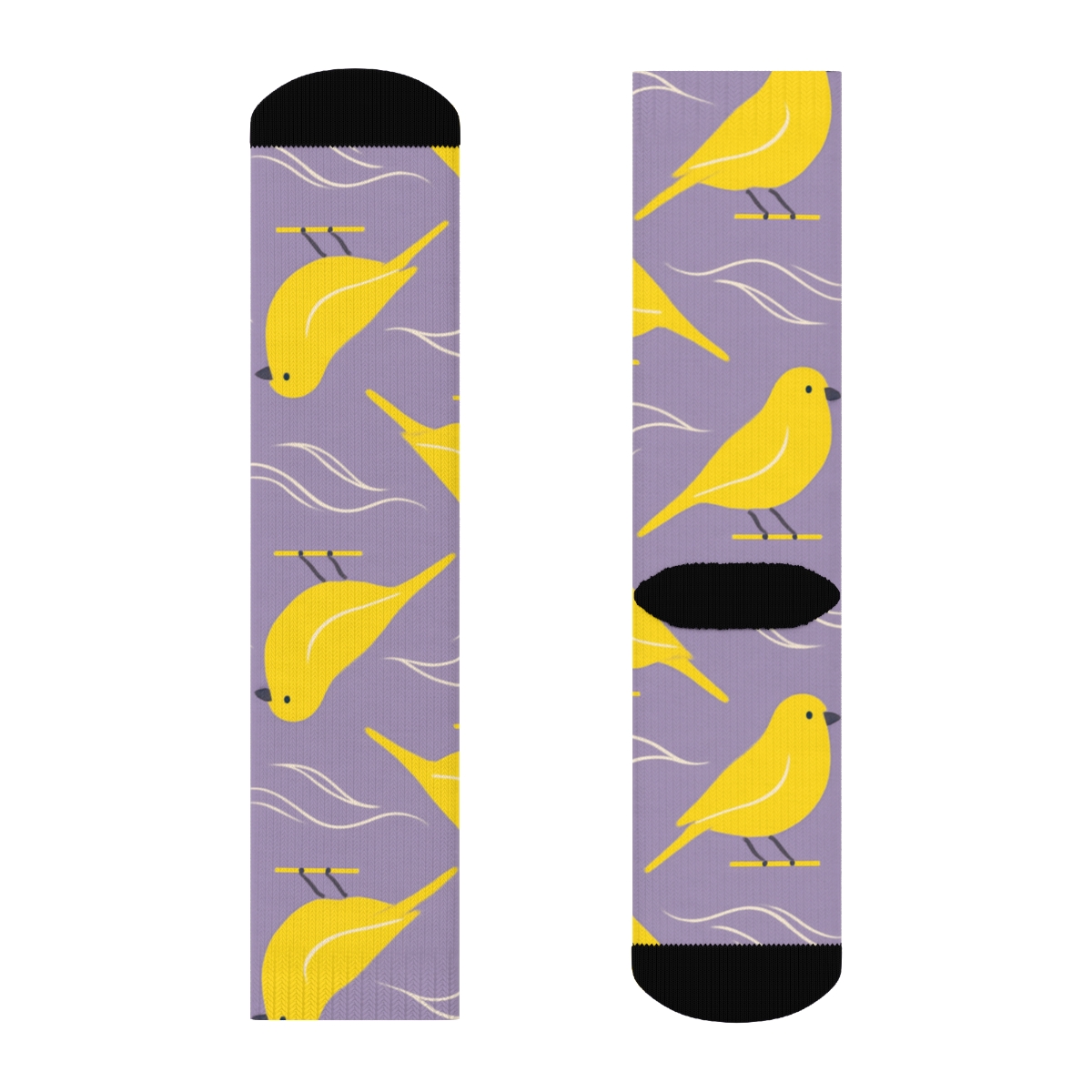 Canary Songwave Feather Lines On Lavender Background stylish athletic crew socks
