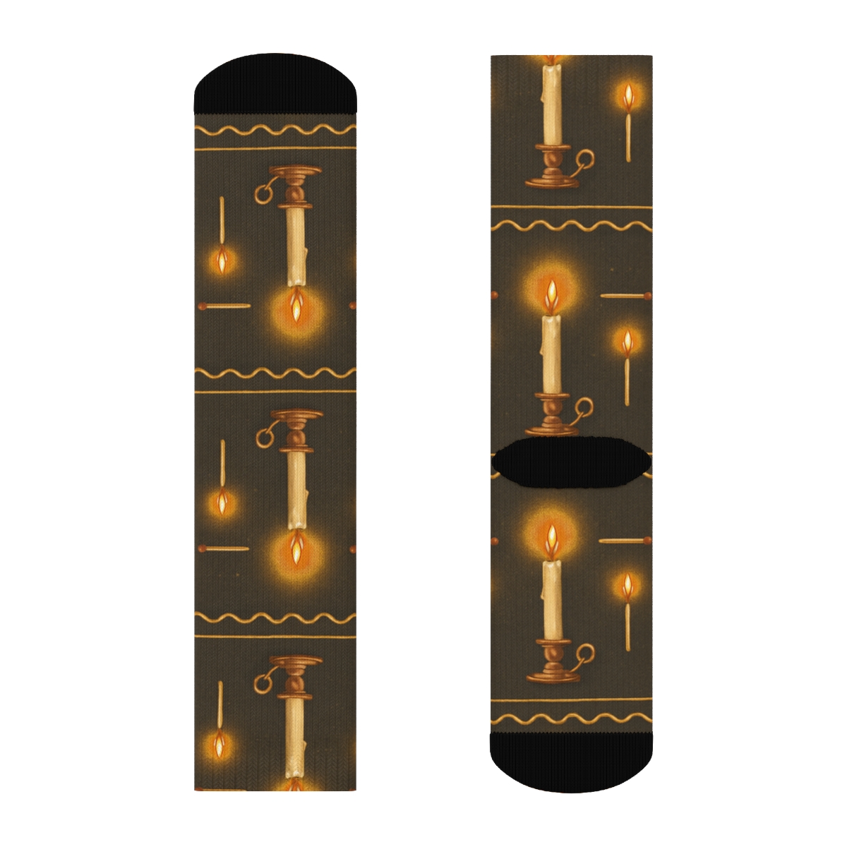 Candle Flame Garland Bands On Charcoal premium sports crew socks