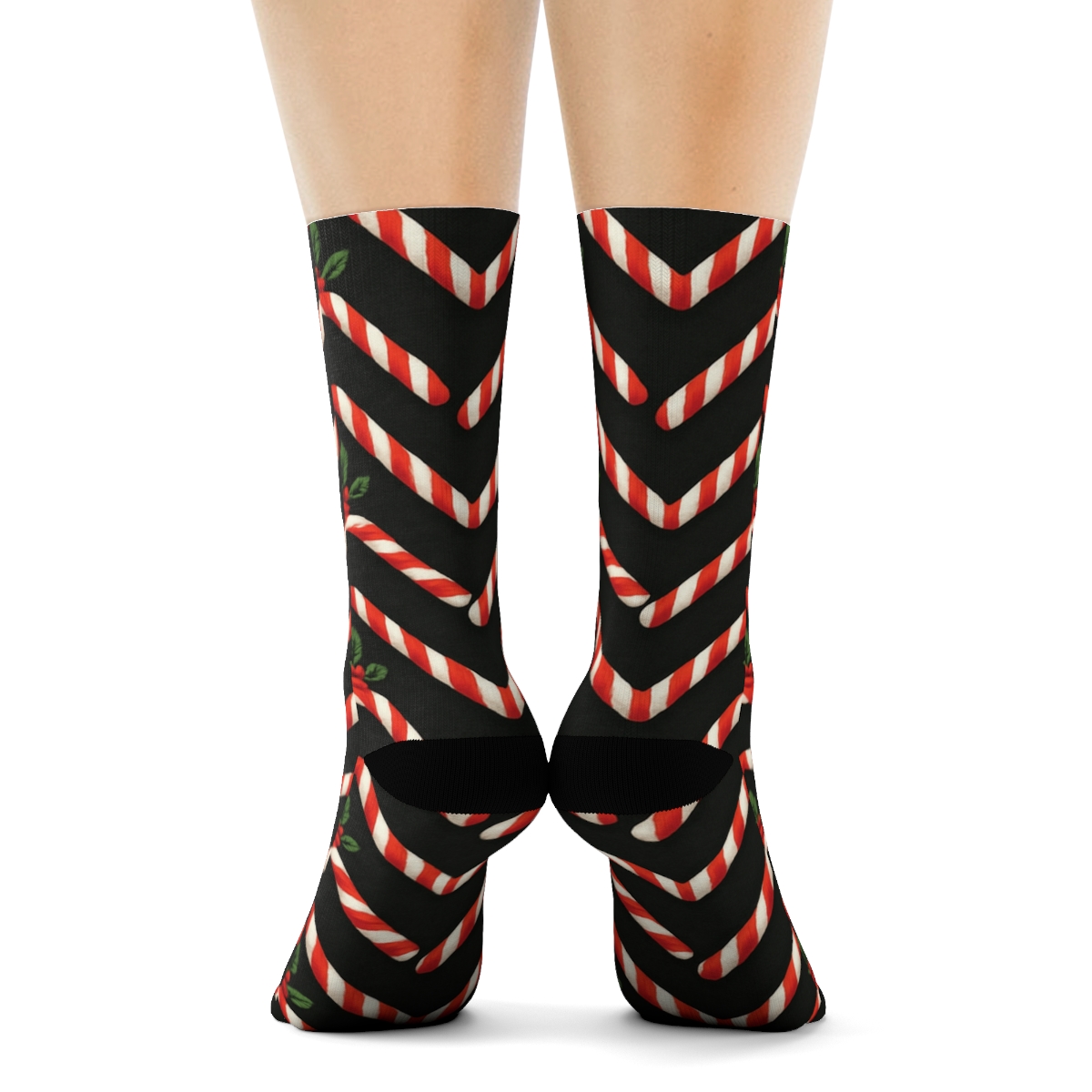 Candy Cane Chevron Array unique graphic crew socks