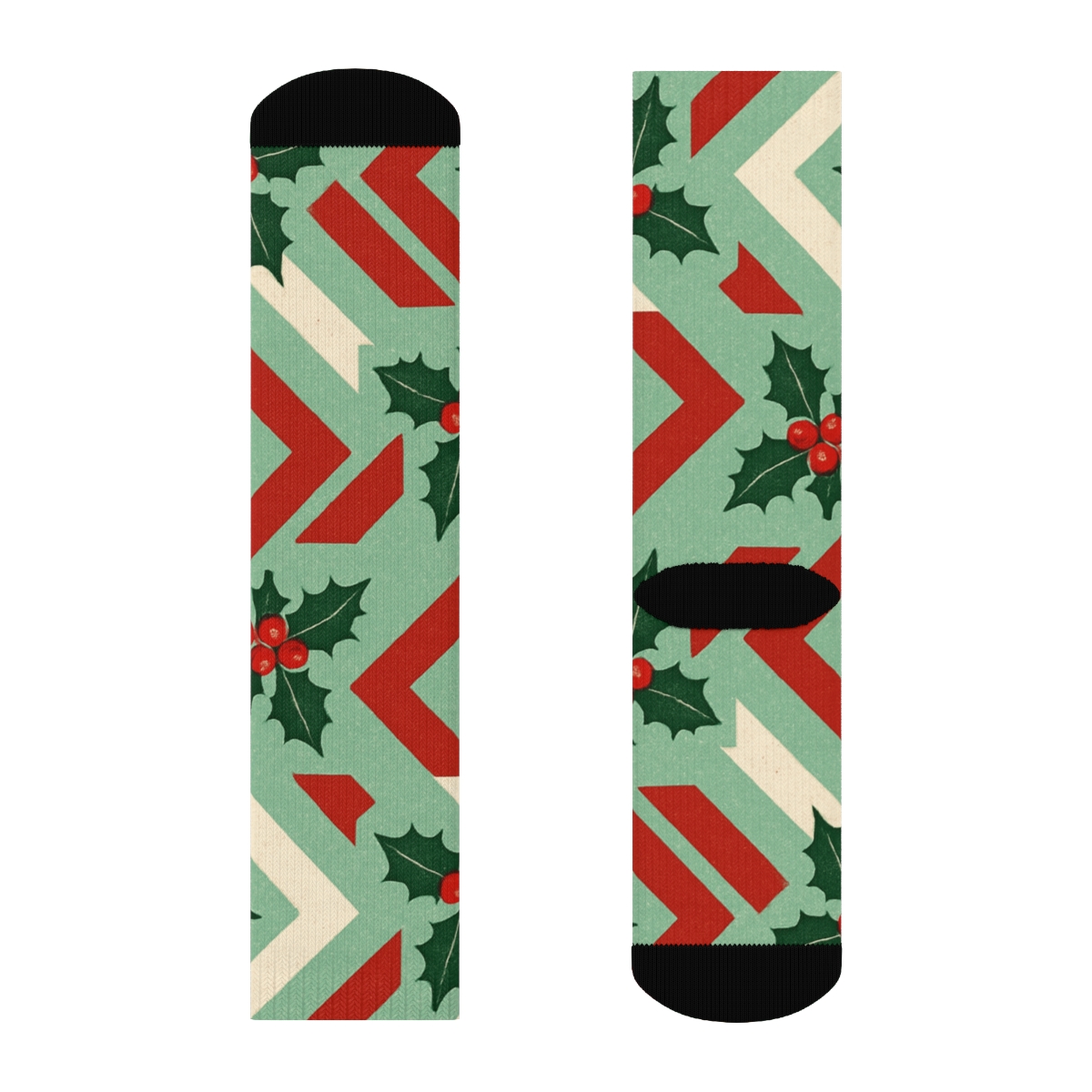 Candy Cane Chevron Christmas premium sports crew socks