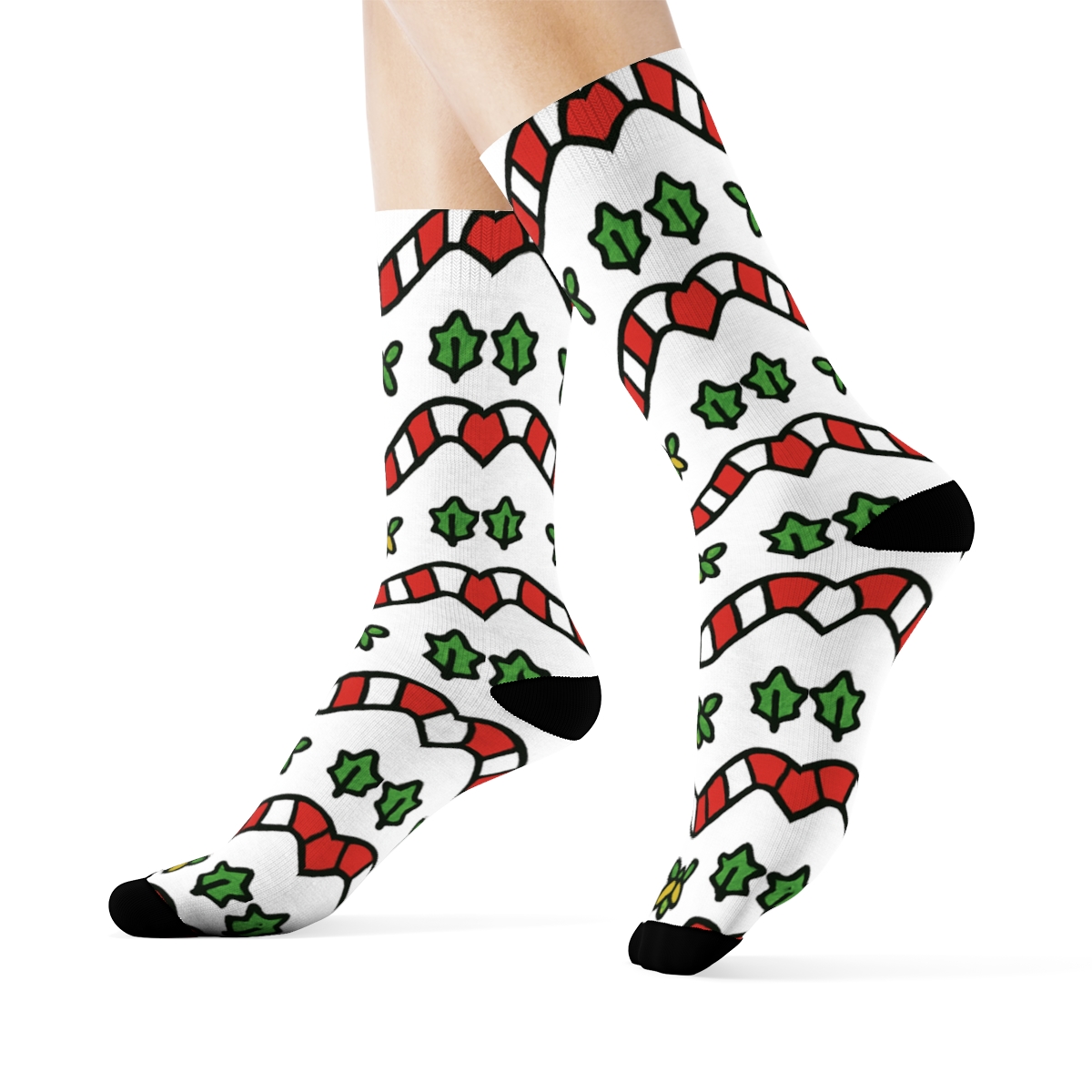Candy Cane Chevron Holiday Flow premium sports crew socks