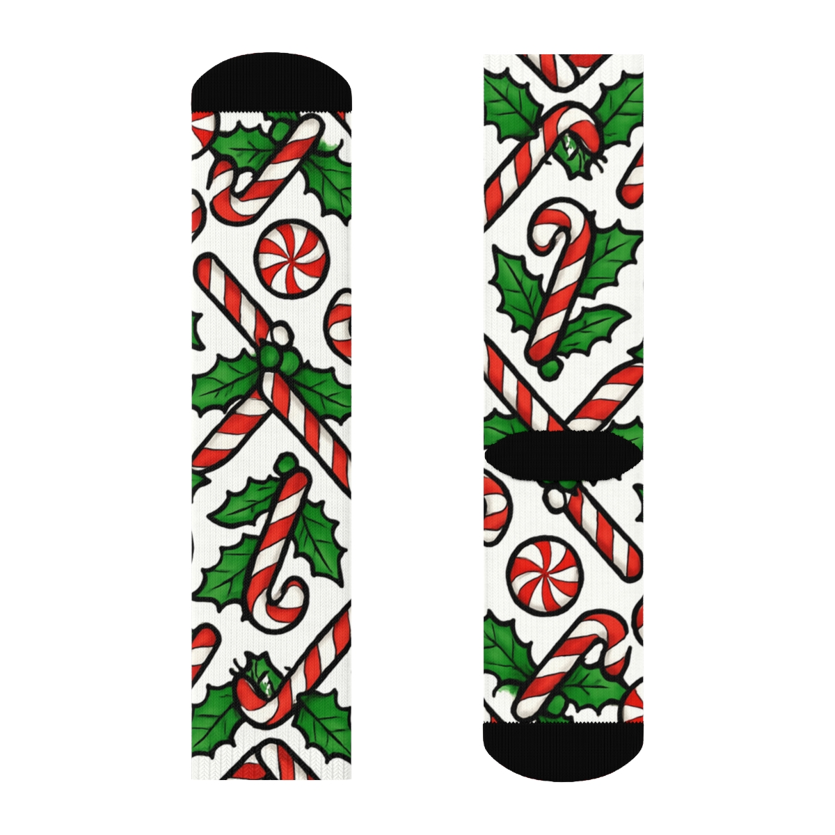 Candy Cane Chevron With Christmas Glow unique graphic crew socks