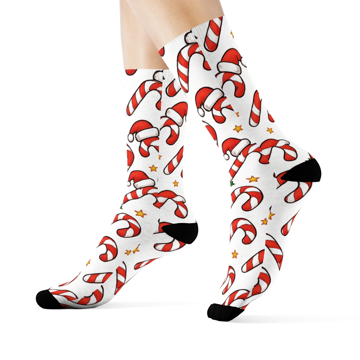 Candy Cane Chevron With Christmas Spark trendy patterned crew socks