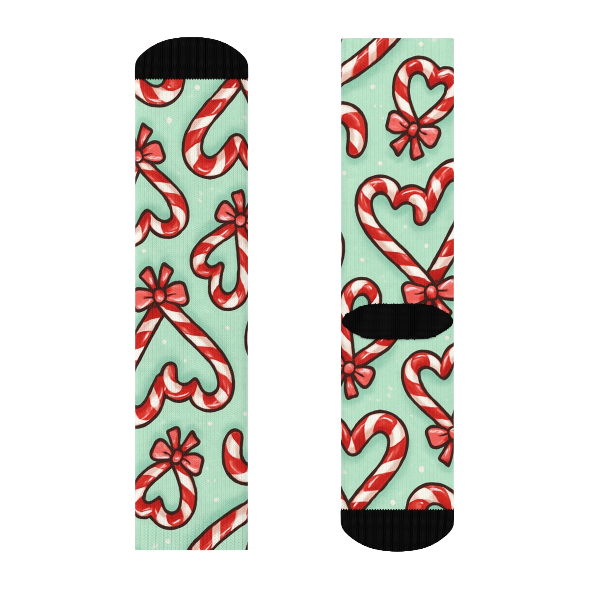 Candy Cane Heart Scatter With Candy Canes Highlights unique graphic crew socks