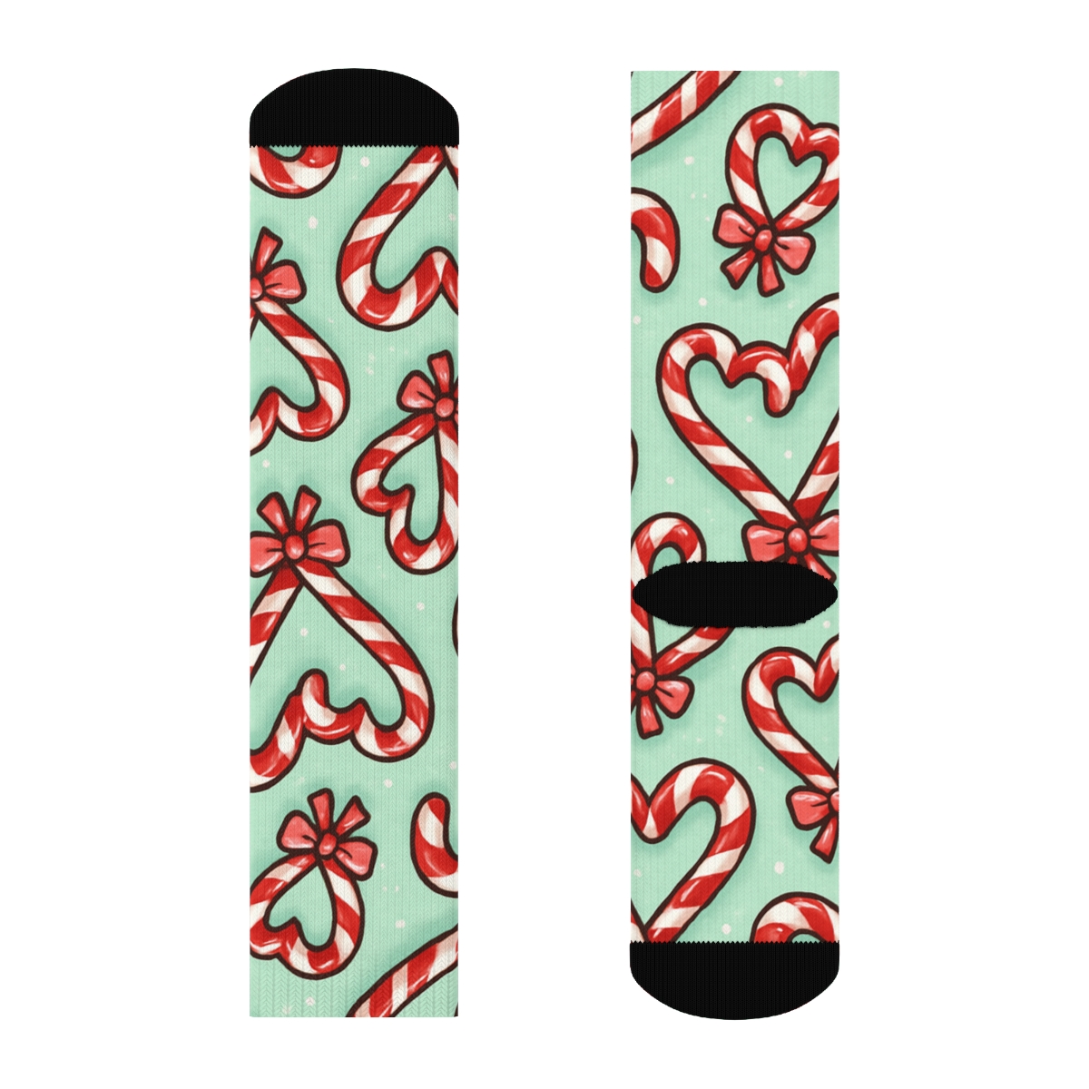 Candy Cane Heart Scatter With Candy Canes Highlights unique graphic crew socks