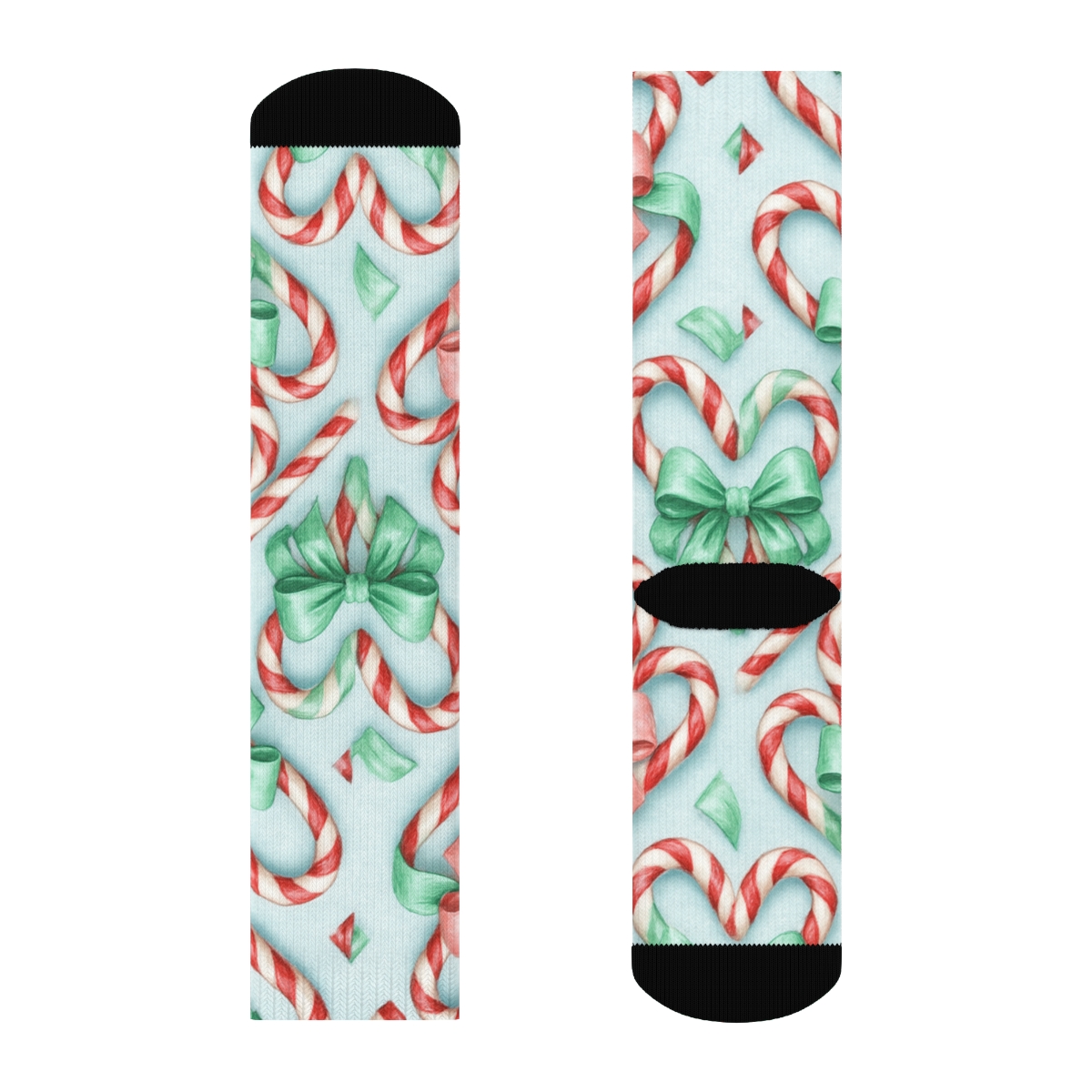 Candy Cane Hearts With Candy Canes In Radial Tiles personalized crew socks