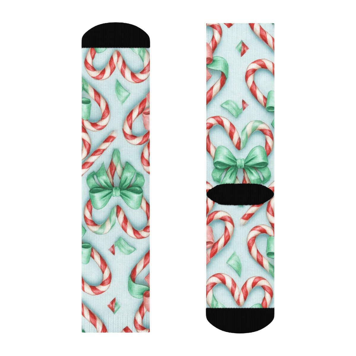 Candy Cane Hearts With Candy Canes In Radial Tiles personalized crew socks